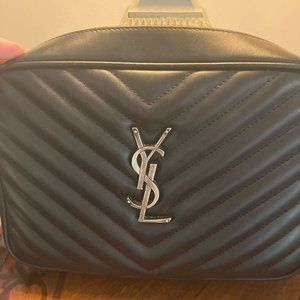 Lou Medium YSL Monogram Calfskin Camera Crossbody Bag - Aged Silver Hardware